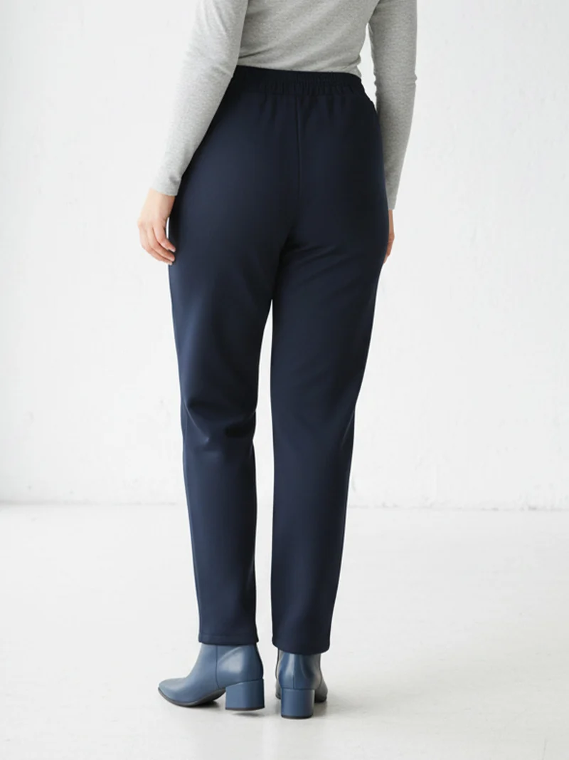Pantaloni donna con elastico in vita taglie forti - blu scuro