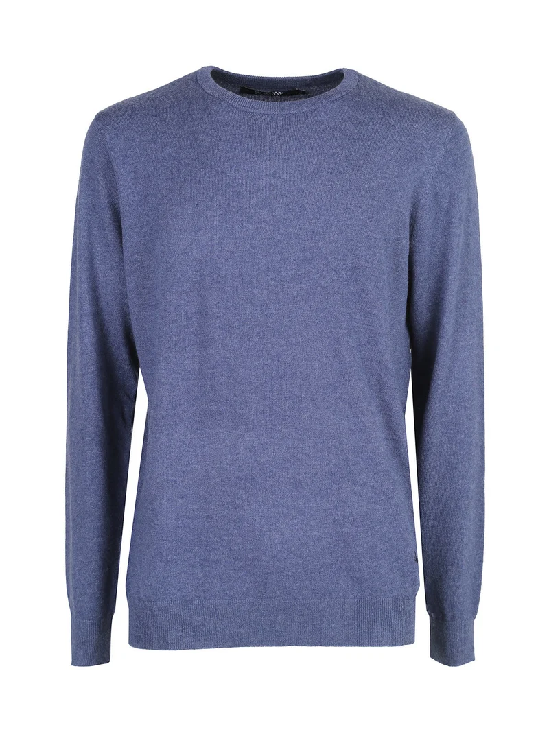 Maglione girocollo da uomo in misto lana - blu