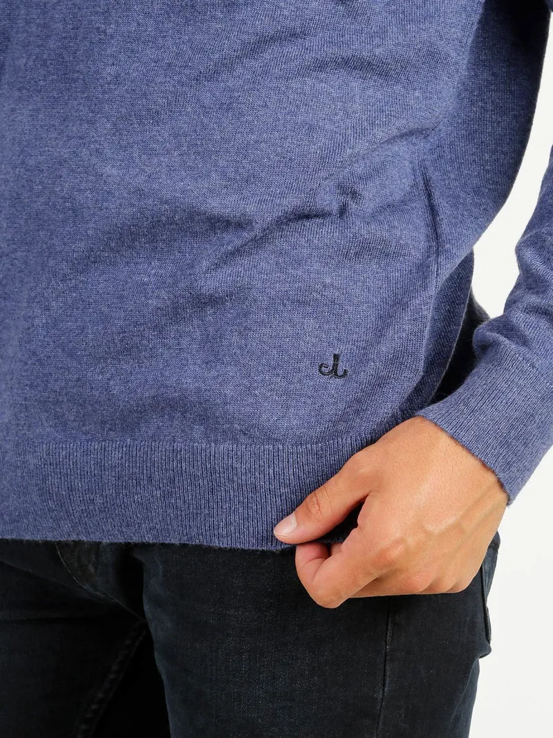 Maglione girocollo da uomo in misto lana - blu