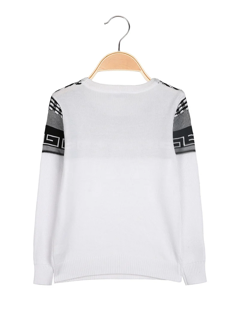 Pullover girocollo da bambino in maglia - bianco
