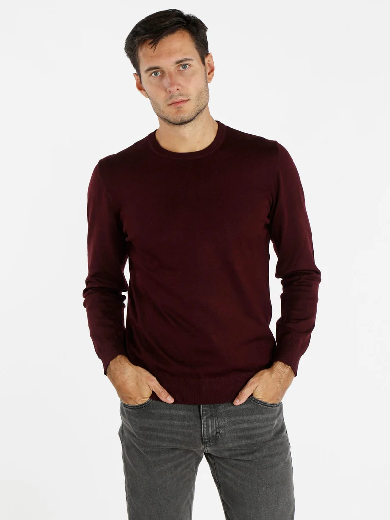 Pullover girocollo da uomo - bordeaux