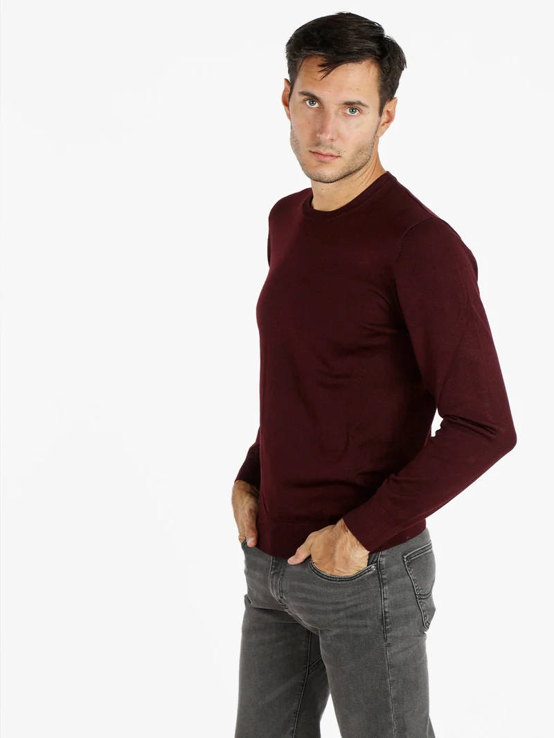 Pullover girocollo da uomo - bordeaux