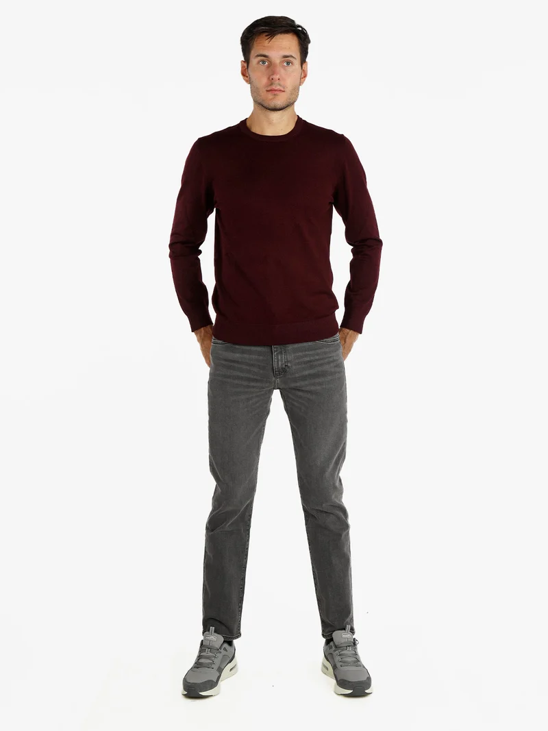 Pullover girocollo da uomo - bordeaux