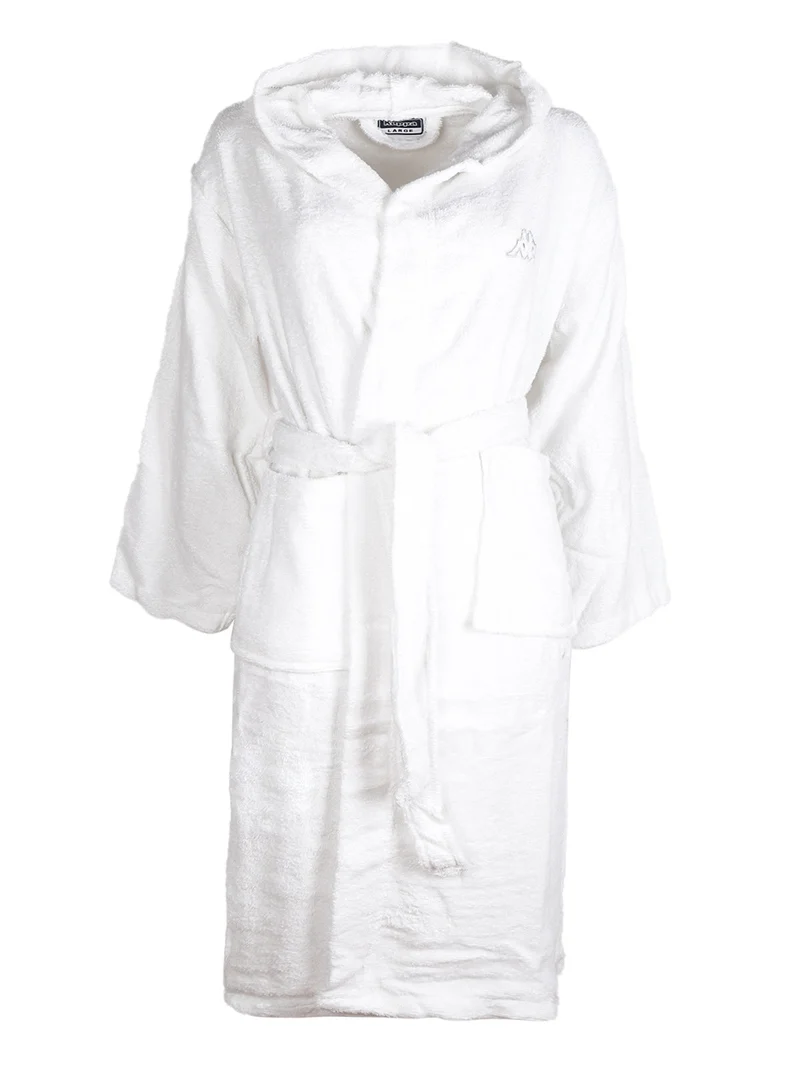 Accappatoio unisex in spugna di cotone con cappuccio - bianco
