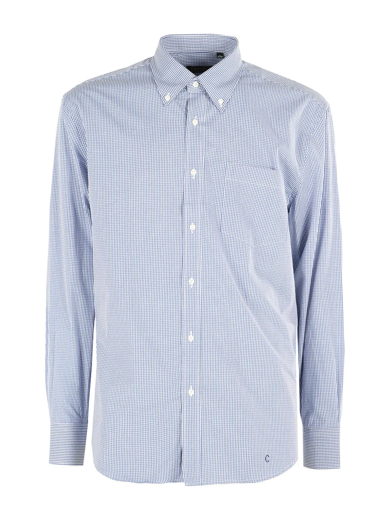 Camicia da uomo a quadretti regular fit in cotone - blu