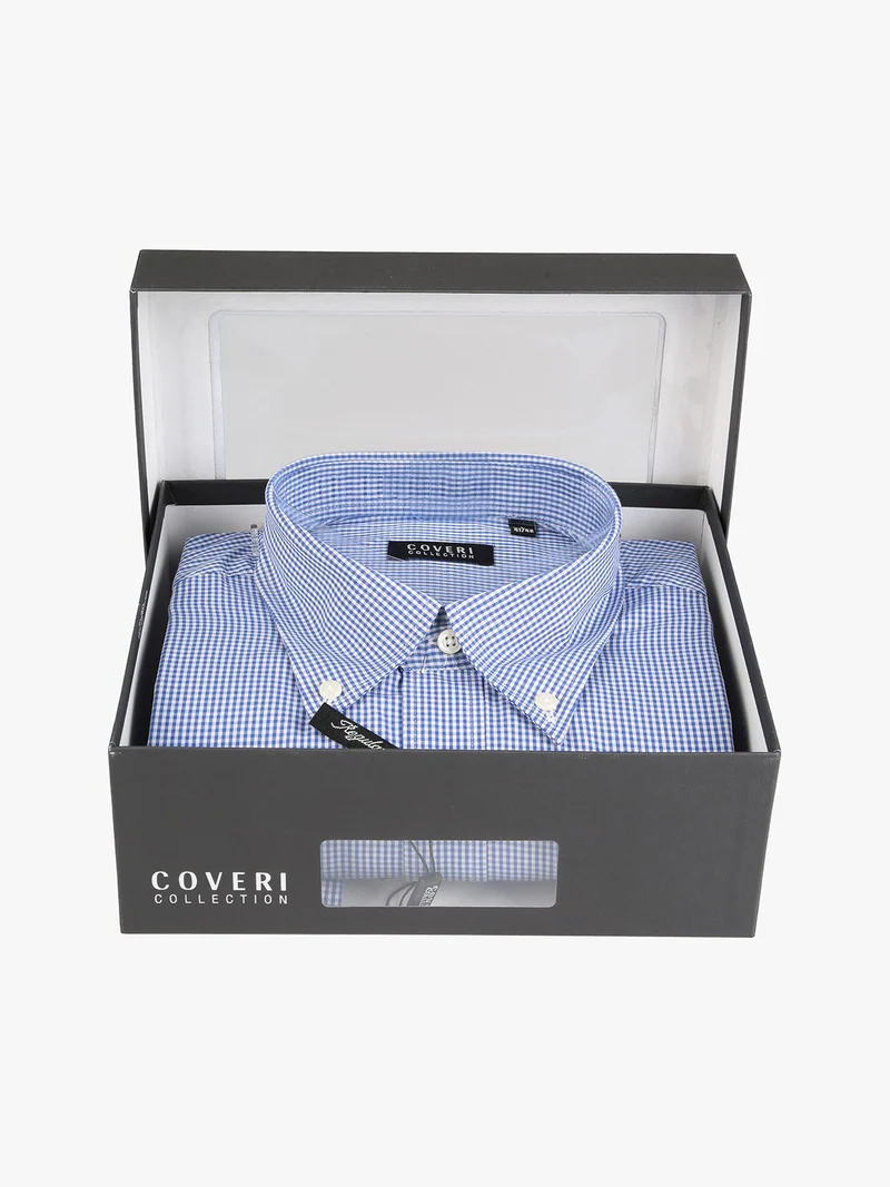 Camicia da uomo a quadretti regular fit in cotone - blu