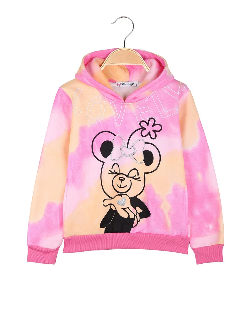 Felpa pesante da bambina con cappuccio - fucsia