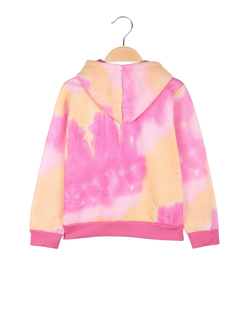 Felpa pesante da bambina con cappuccio - fucsia