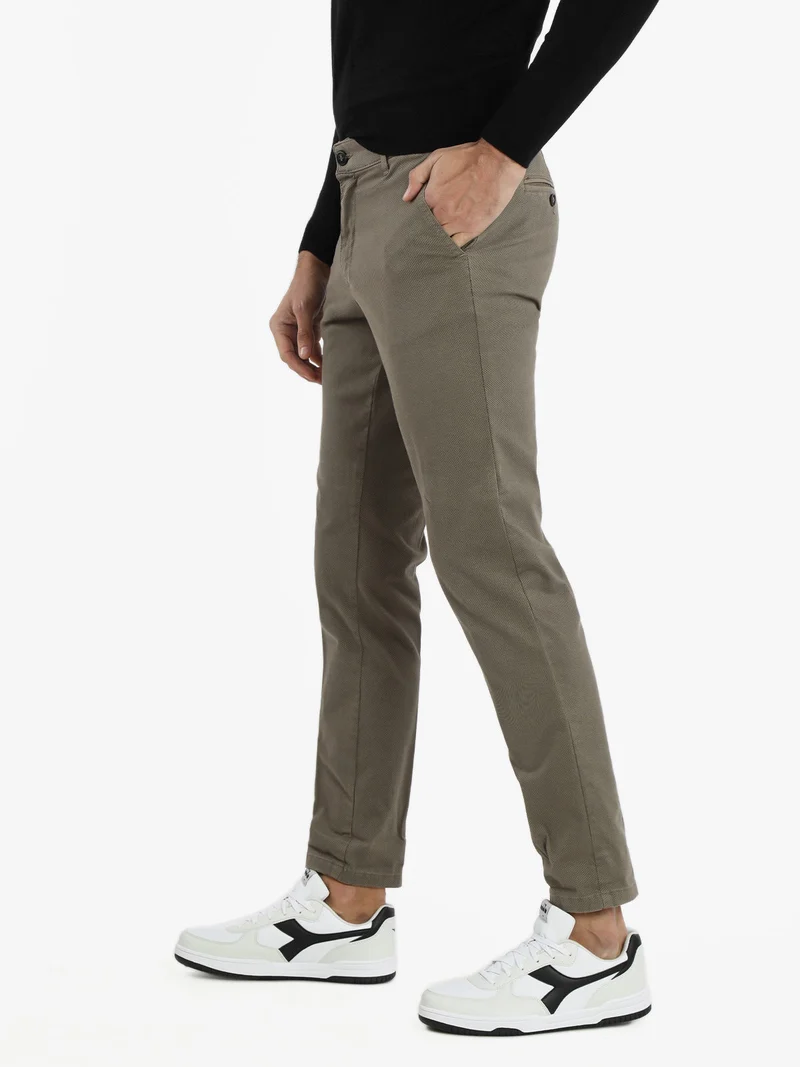 Pantaloni slim fit da uomo in cotone taglie grandi - khaki