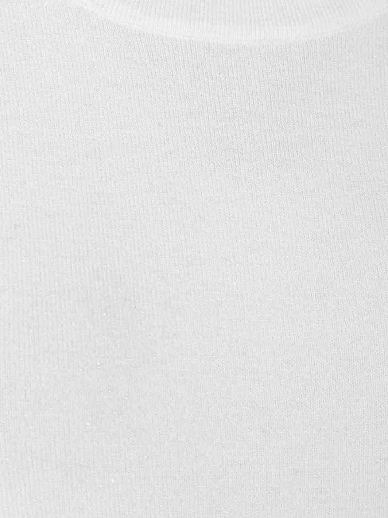 Pullover girocollo da donna con dettagli lurex e finti bottoni dorati - beige