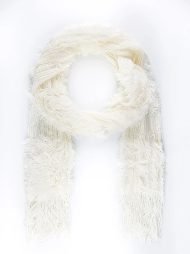 Sciarpa donna con frange - bianco