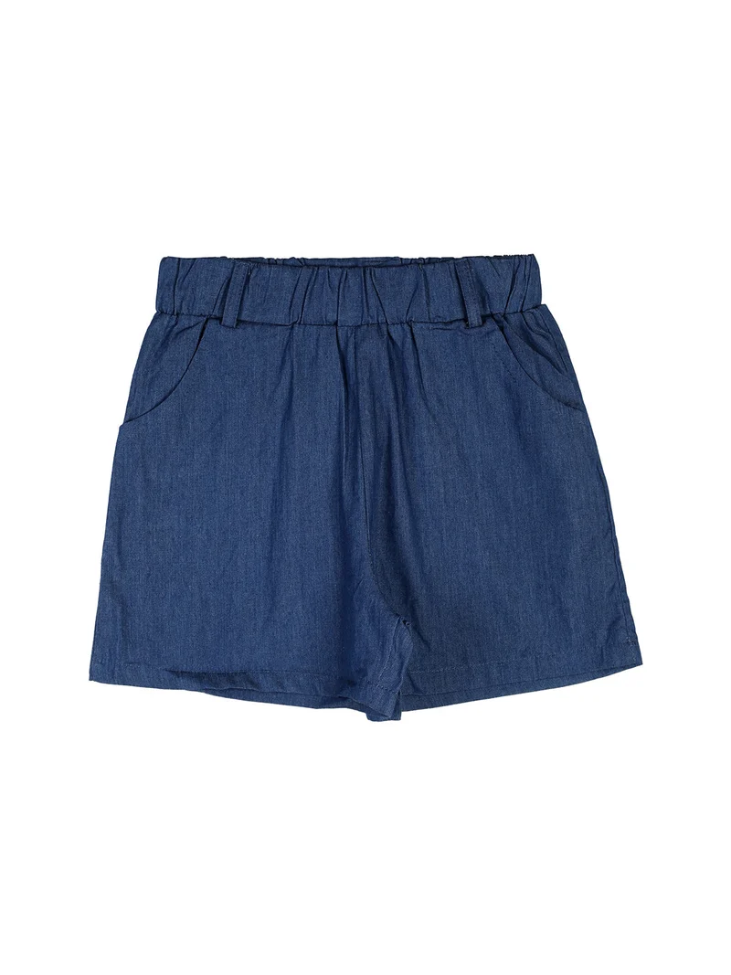 Completo corto da bambina con t-shirt e shorts effetto jeans con cintura - rosa