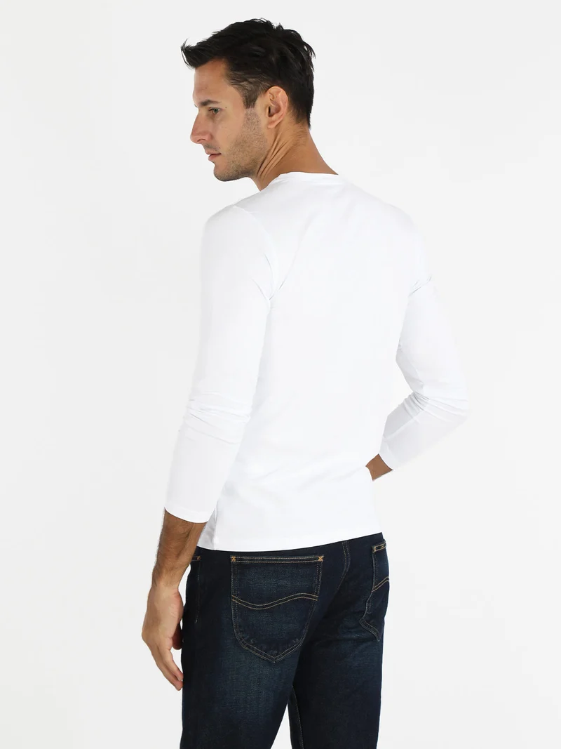 T-shirt uomo a maniche lunghe in cotone - bianco