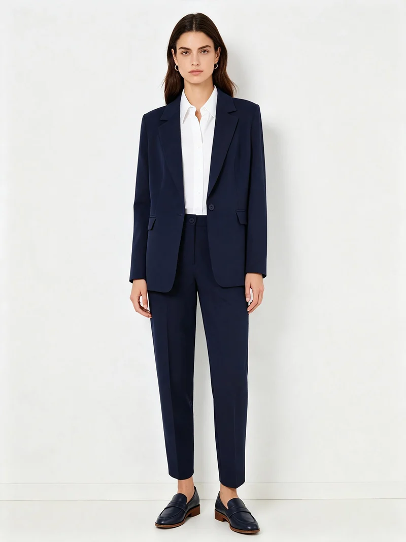 Completo elegante da donna con blazer e pantaloni a gamba dritta - blu
