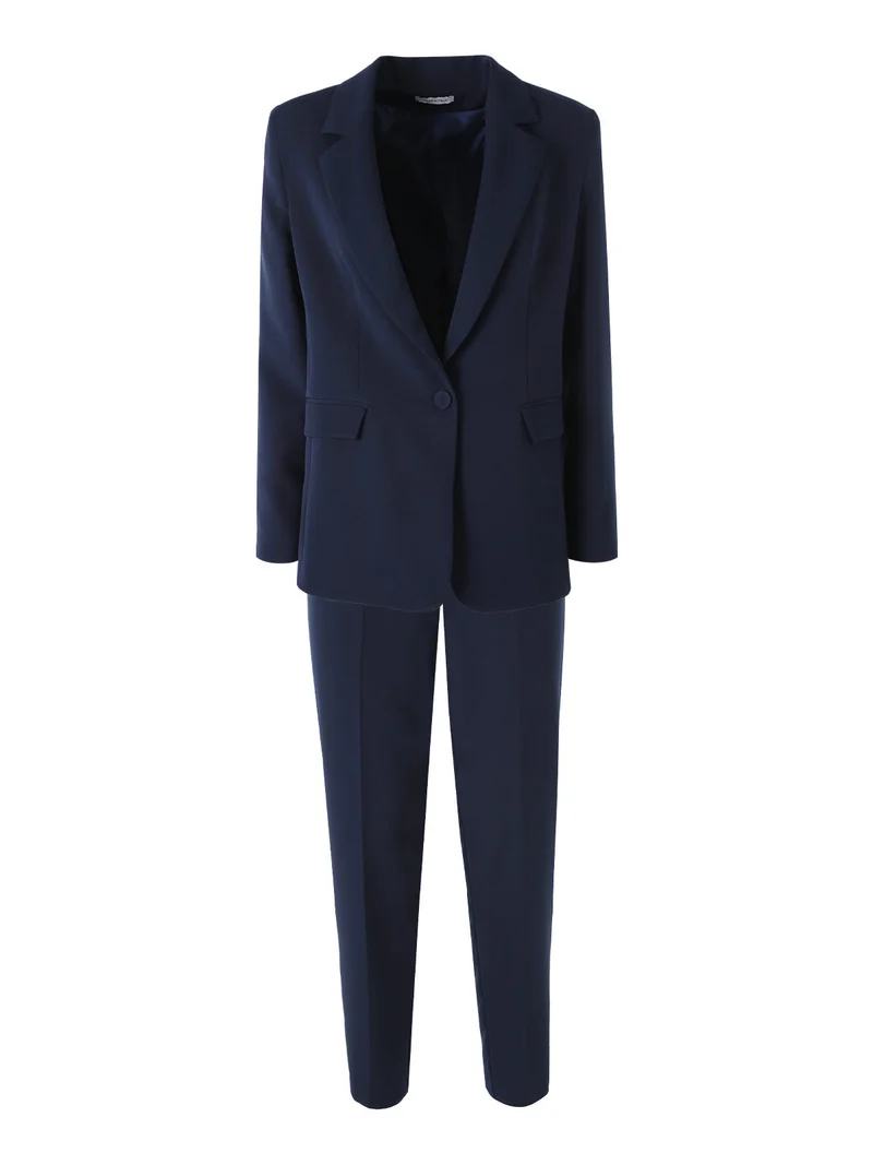 Completo elegante da donna con blazer e pantaloni a gamba dritta - blu