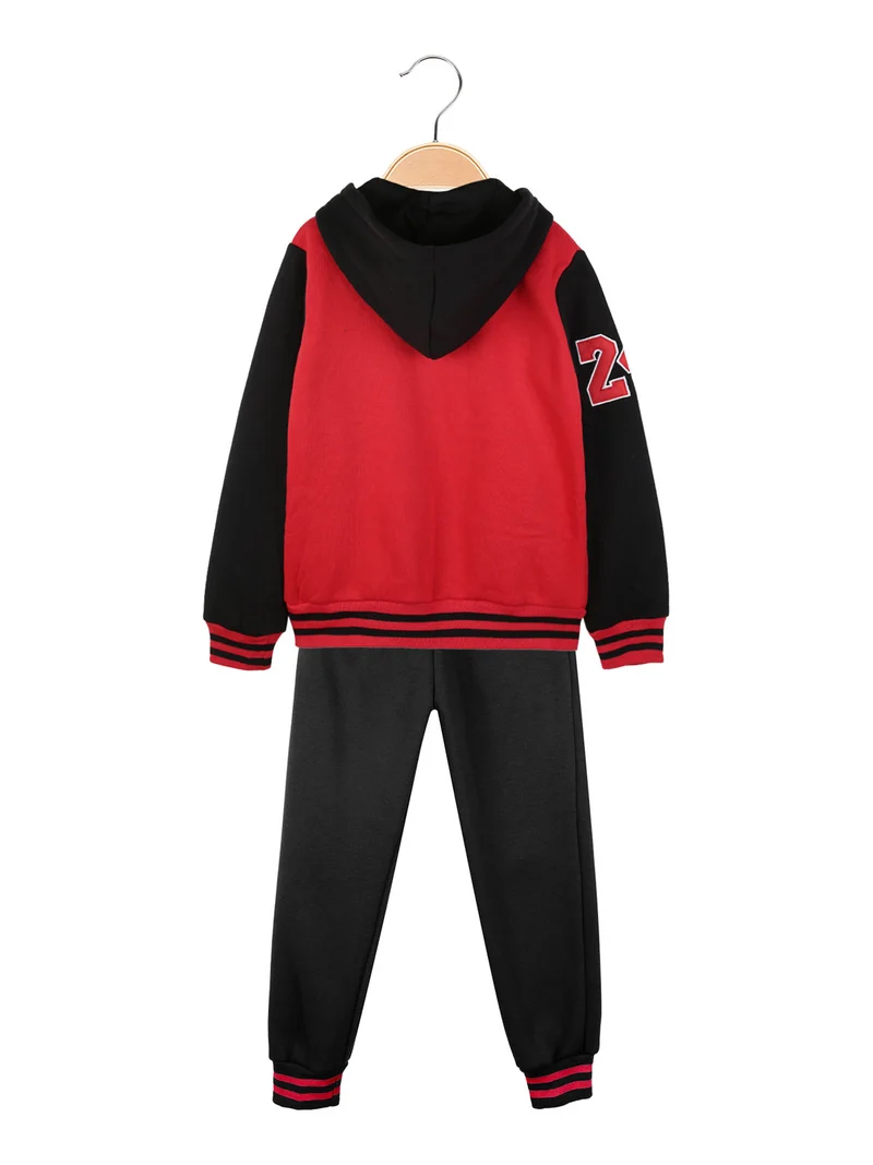 Completo tuta felpata 3 pezzi da bambina - rosso