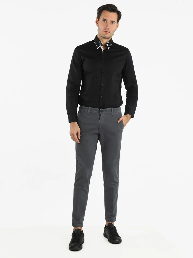 Pantaloni slim fit da uomo in cotone taglie grandi - antracite