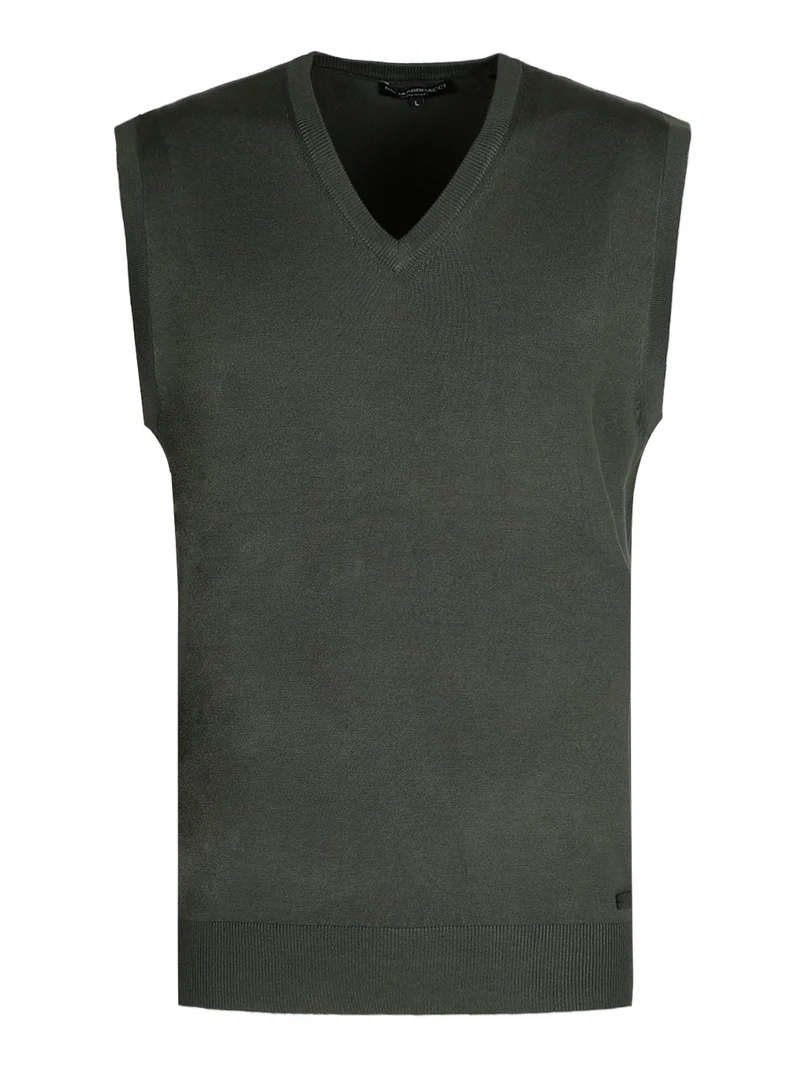 Gilet uomo smanicato in maglia - verde scuro