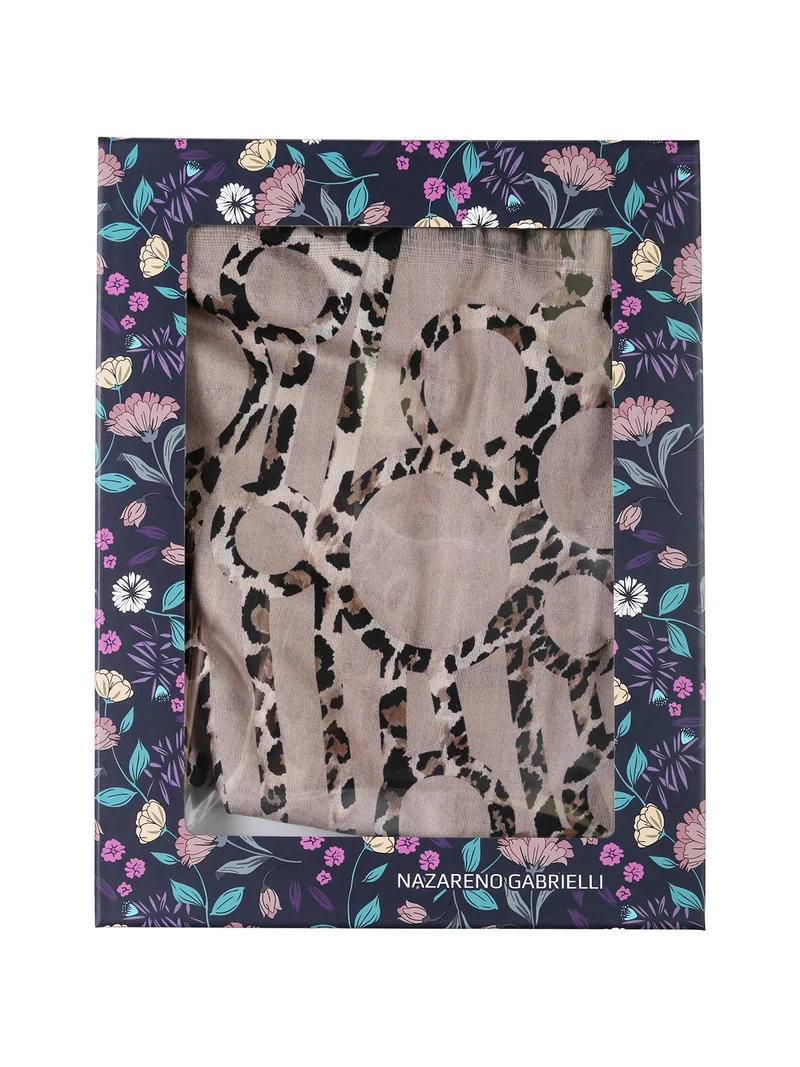 Sciarpa donna animalier on finale sfrangiato - taupe