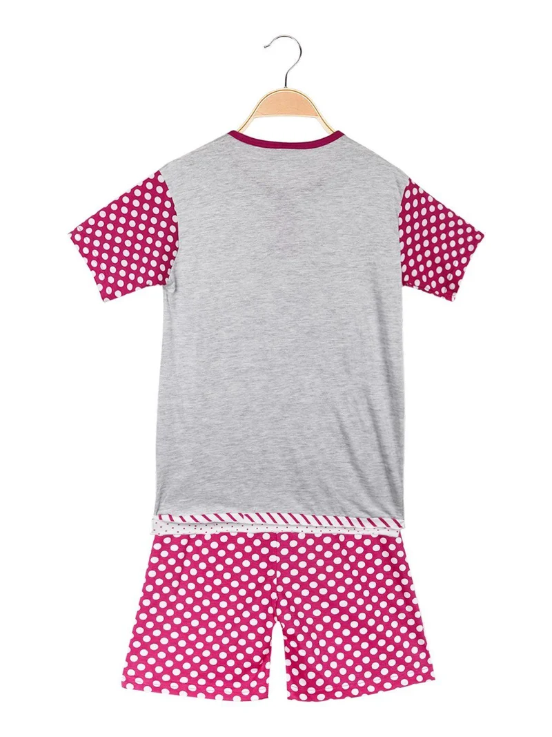 Pigiama corto in cotone da bambina - grigio