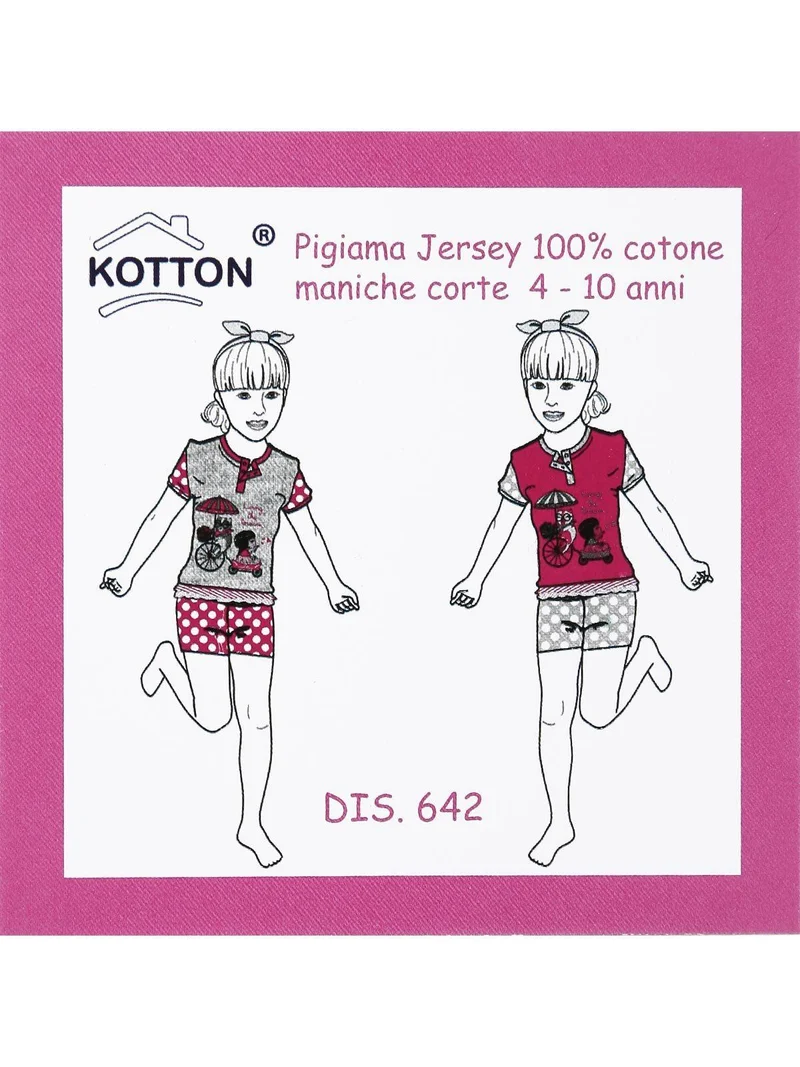 Pigiama corto in cotone da bambina - grigio