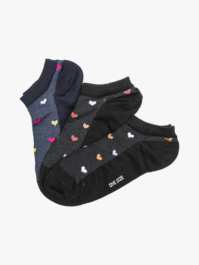 Confezione da 3 paia di calze corte da donna in cotone - nero