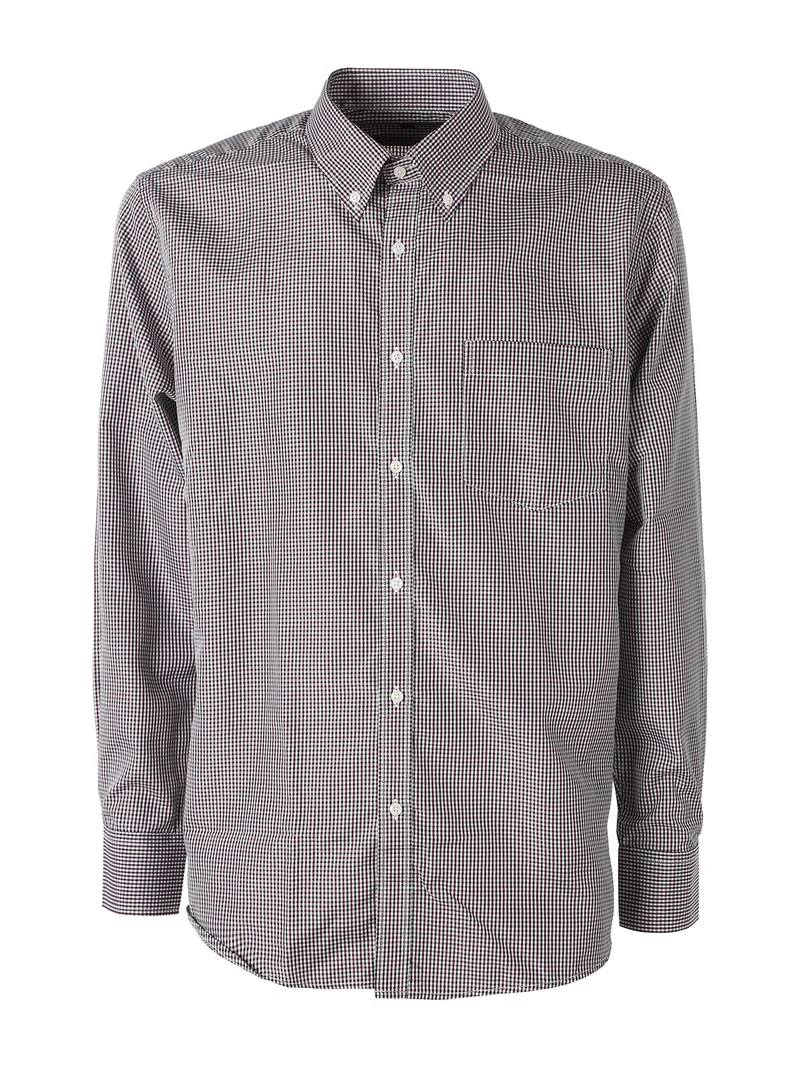 Camicia a quadretti da uomo con maniche lunghe - bordeaux
