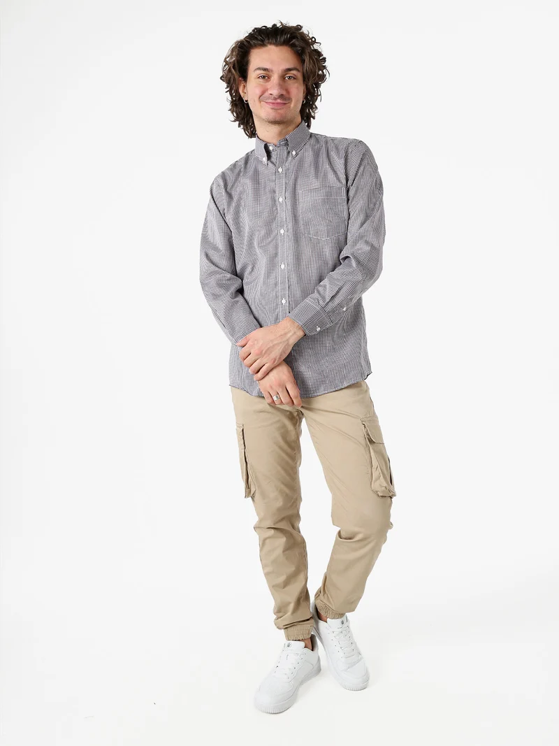 Camicia a quadretti da uomo con maniche lunghe - bordeaux