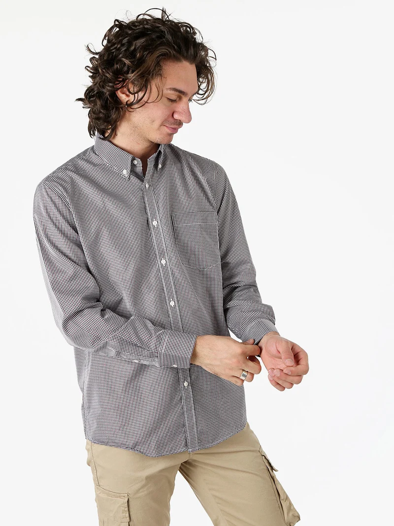Camicia a quadretti da uomo con maniche lunghe - bordeaux