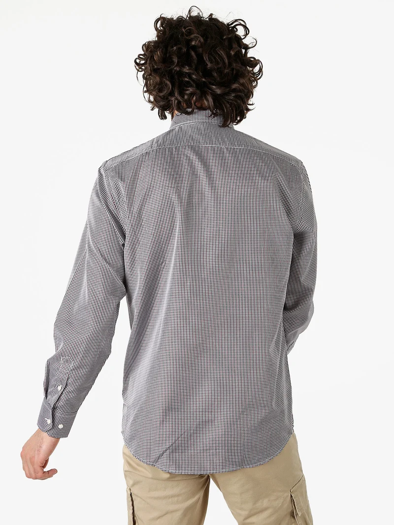 Camicia a quadretti da uomo con maniche lunghe - bordeaux