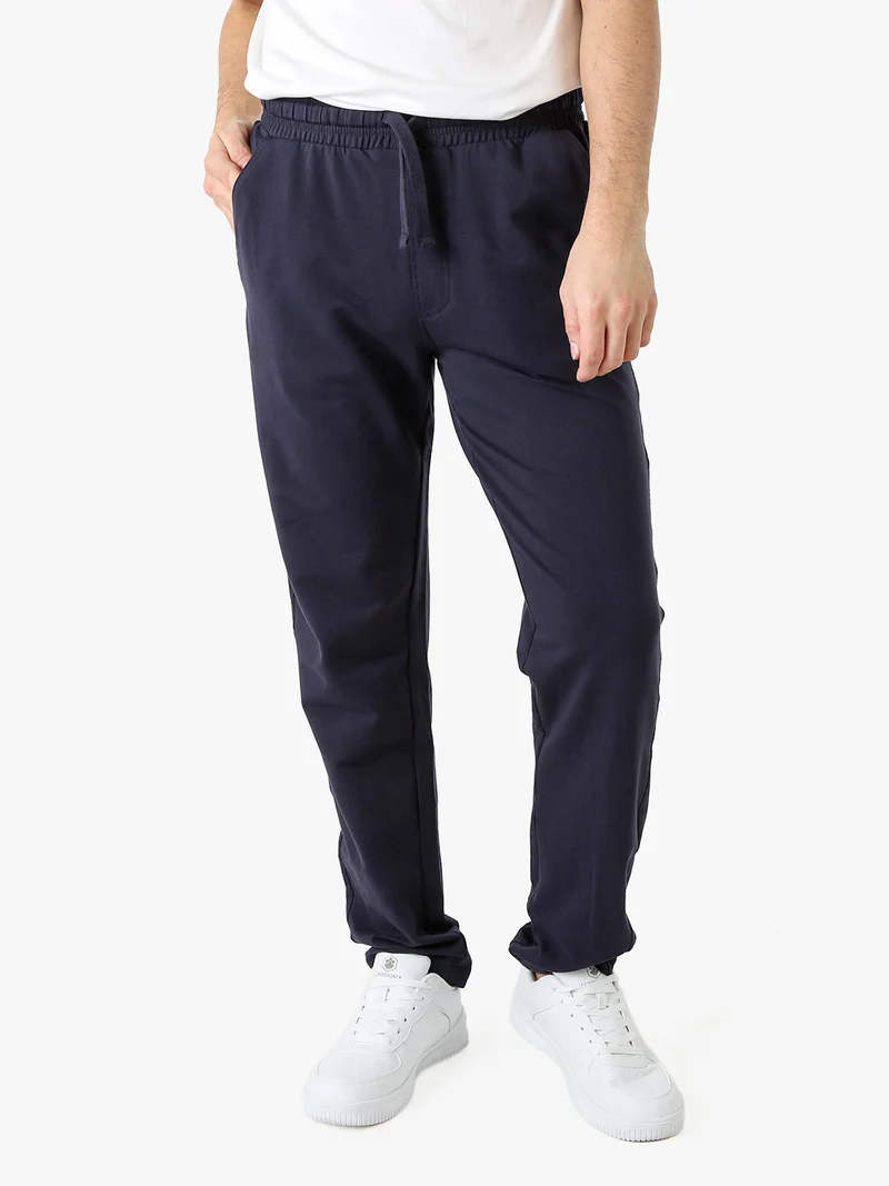 Pantaloni sportivi da uomo in cotone con coulisse - blu scuro