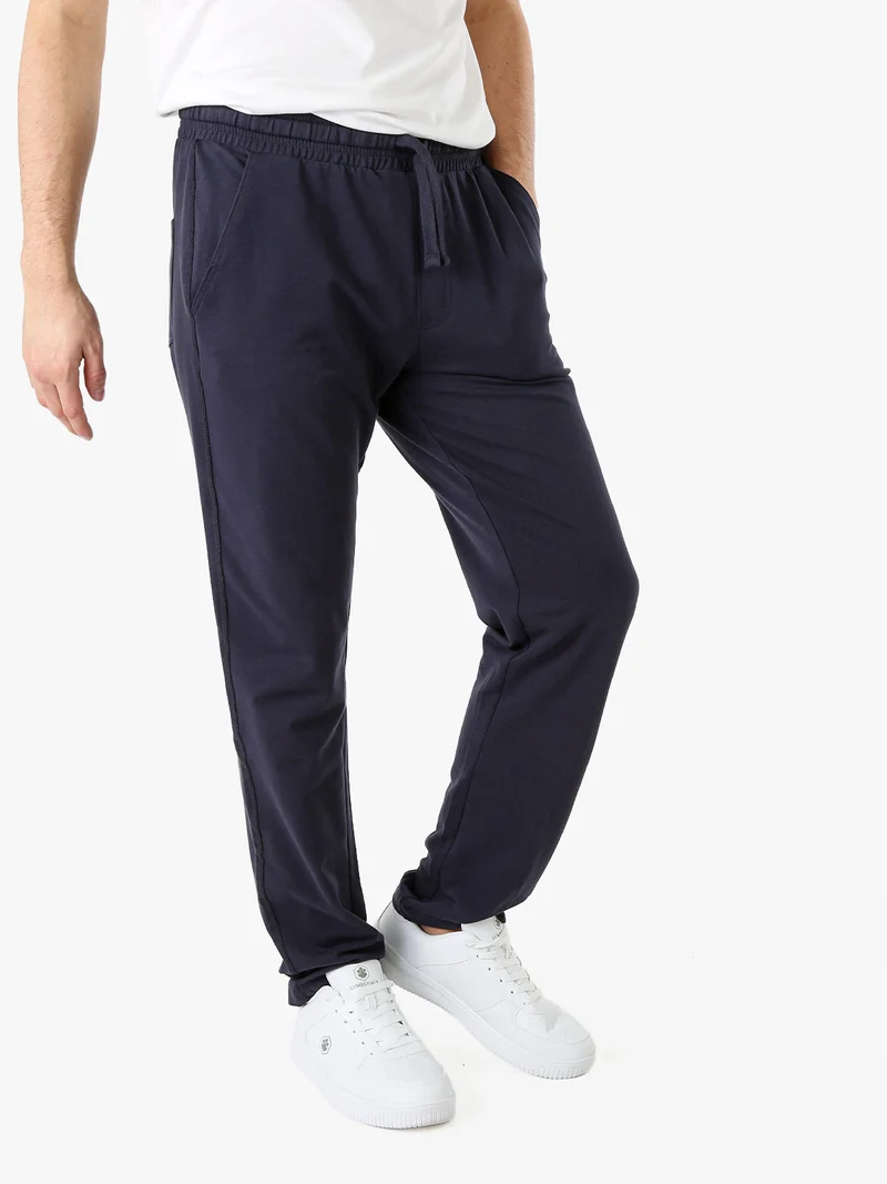 Pantaloni sportivi da uomo in cotone con coulisse - blu scuro
