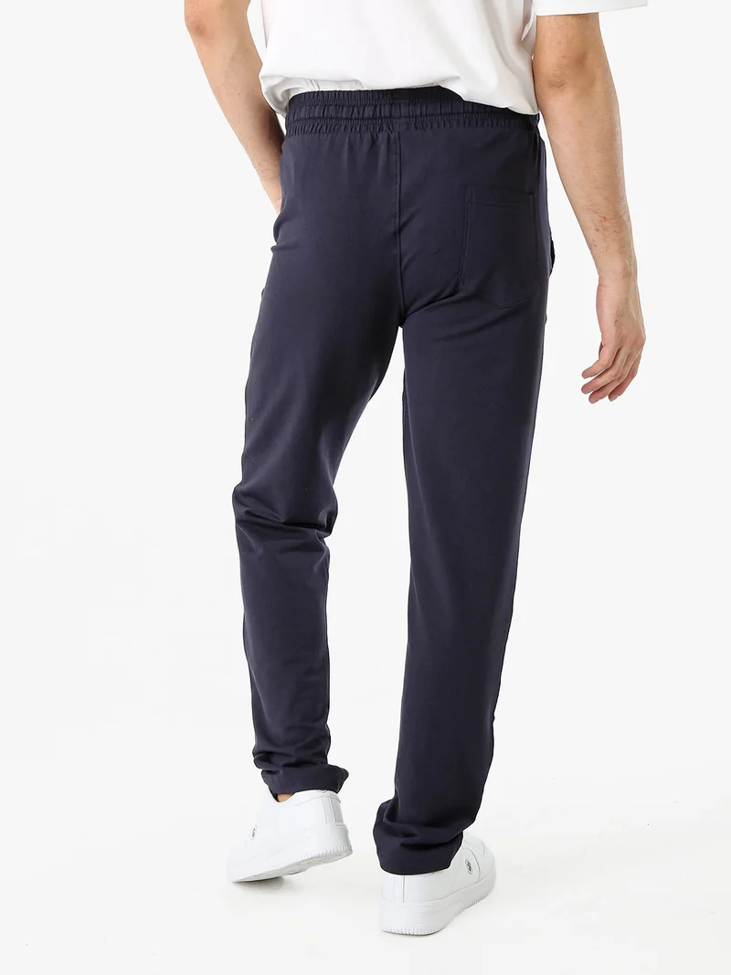 Pantaloni sportivi da uomo in cotone con coulisse - blu scuro