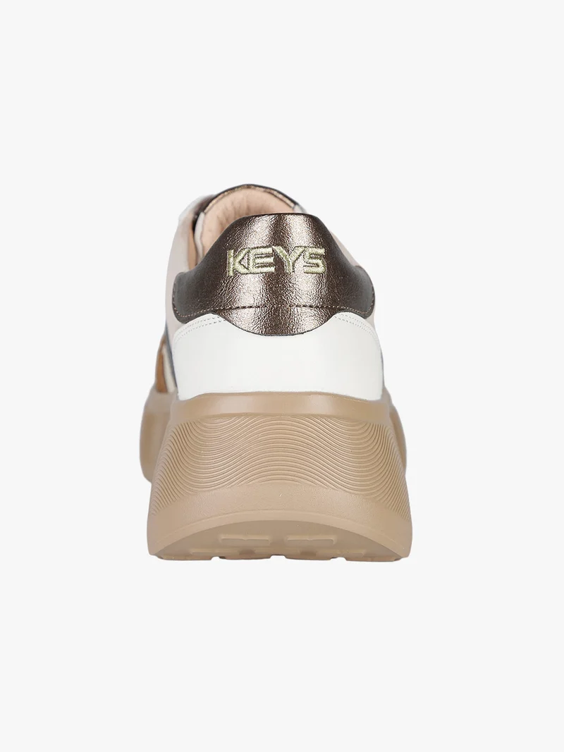 Sneakers donna in pelle con platform - beige