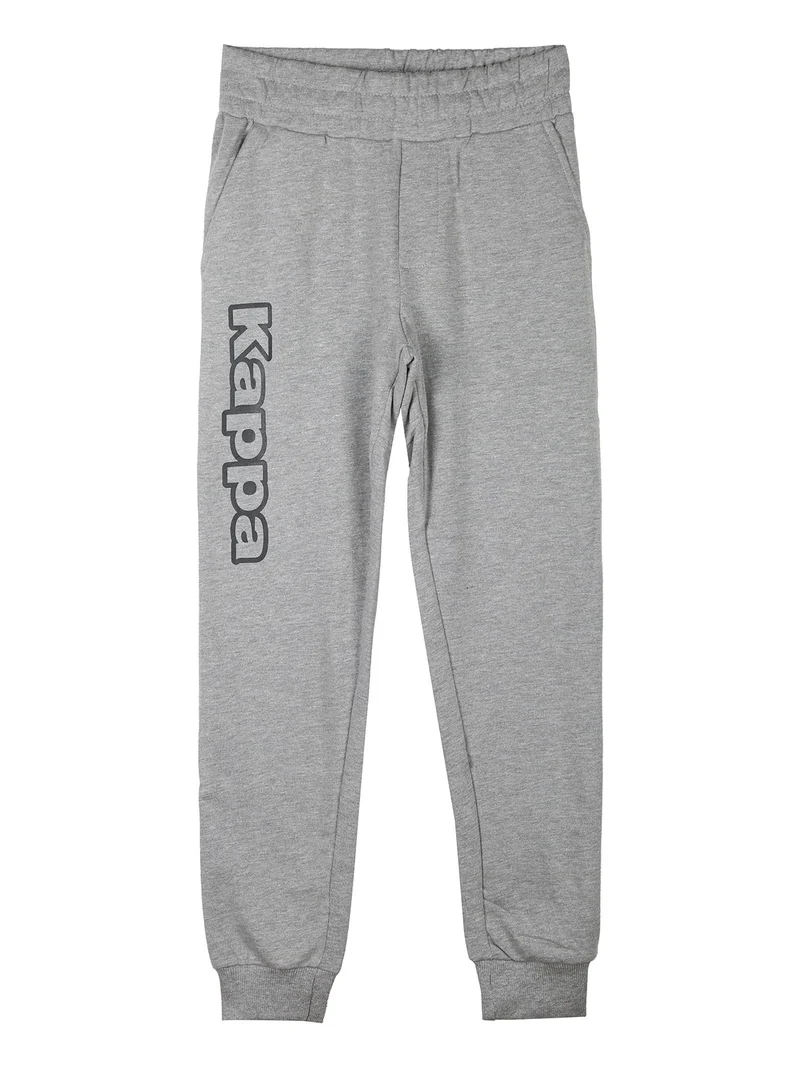 Pantaloni tuta da ragazzo con polsini e interno caldo cotone - grigio