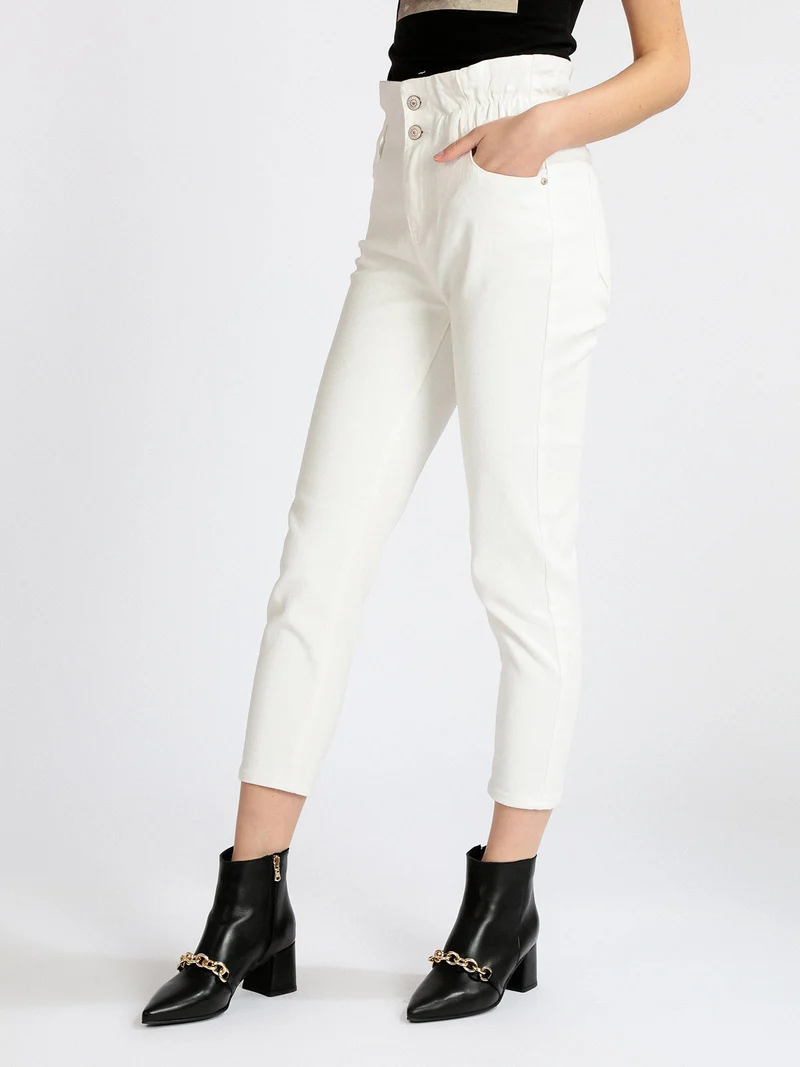 Jeans donna bianchi mom fit - bianco