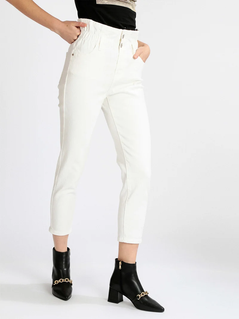 Jeans donna bianchi mom fit - bianco