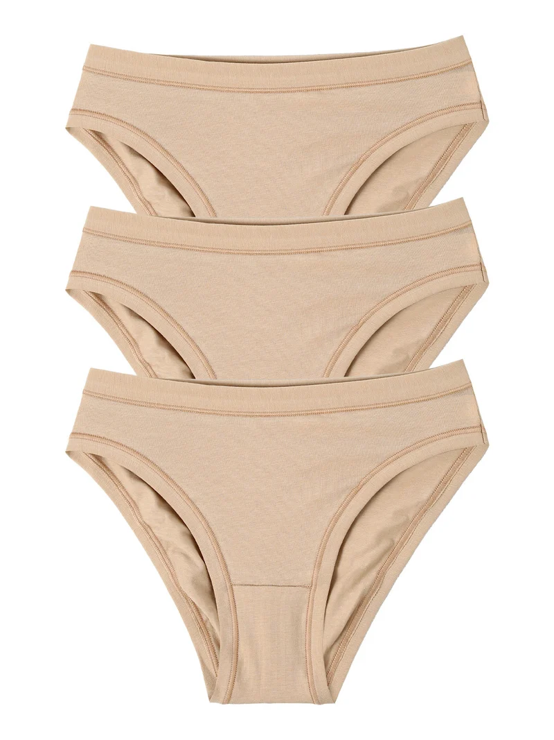 Confezione da 3 slip donna in cotone bielastico - sabbia