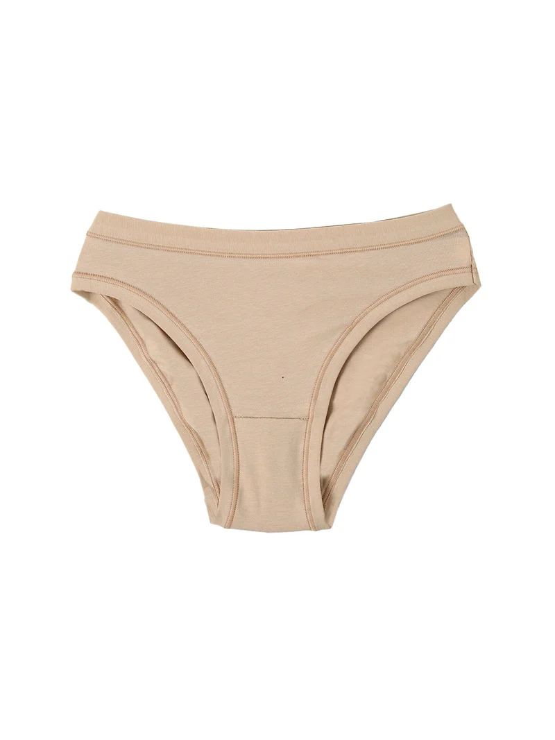 Confezione da 3 slip donna in cotone bielastico - sabbia