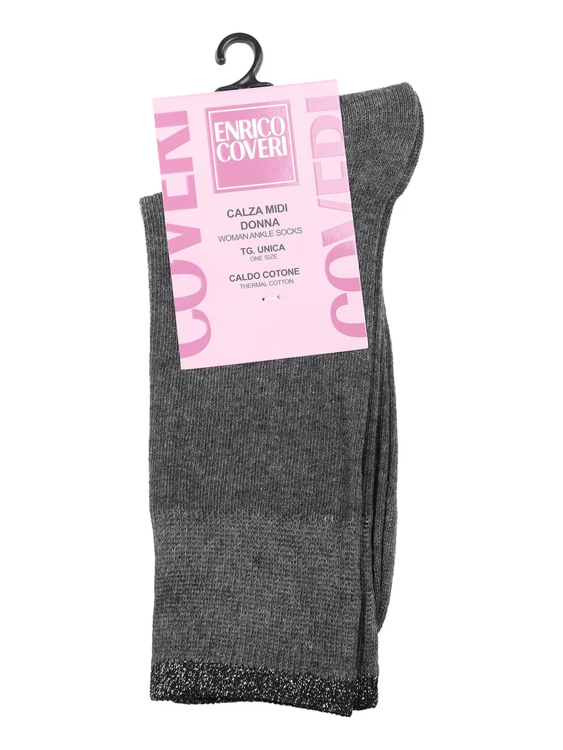 Calze midi donna con bordo lurex - grigio