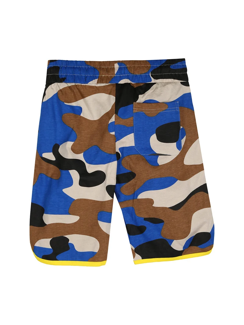 Completo corto 2 pezzi da ragazzo in cotone con t-shirt e bermuda militare - sabbia