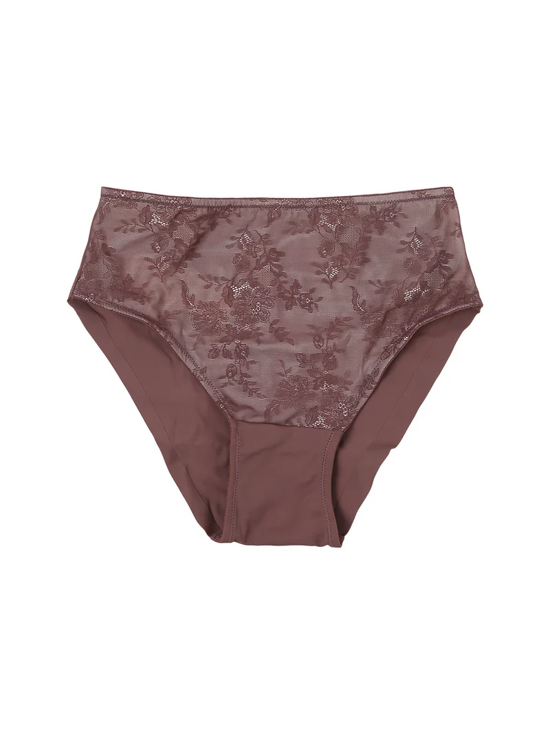 DR35 Slip donna a vita alta con pizzo - bordeaux