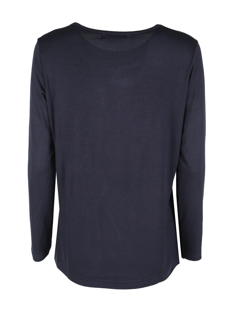 Maglia girocollo da donna con stampa - blu scuro