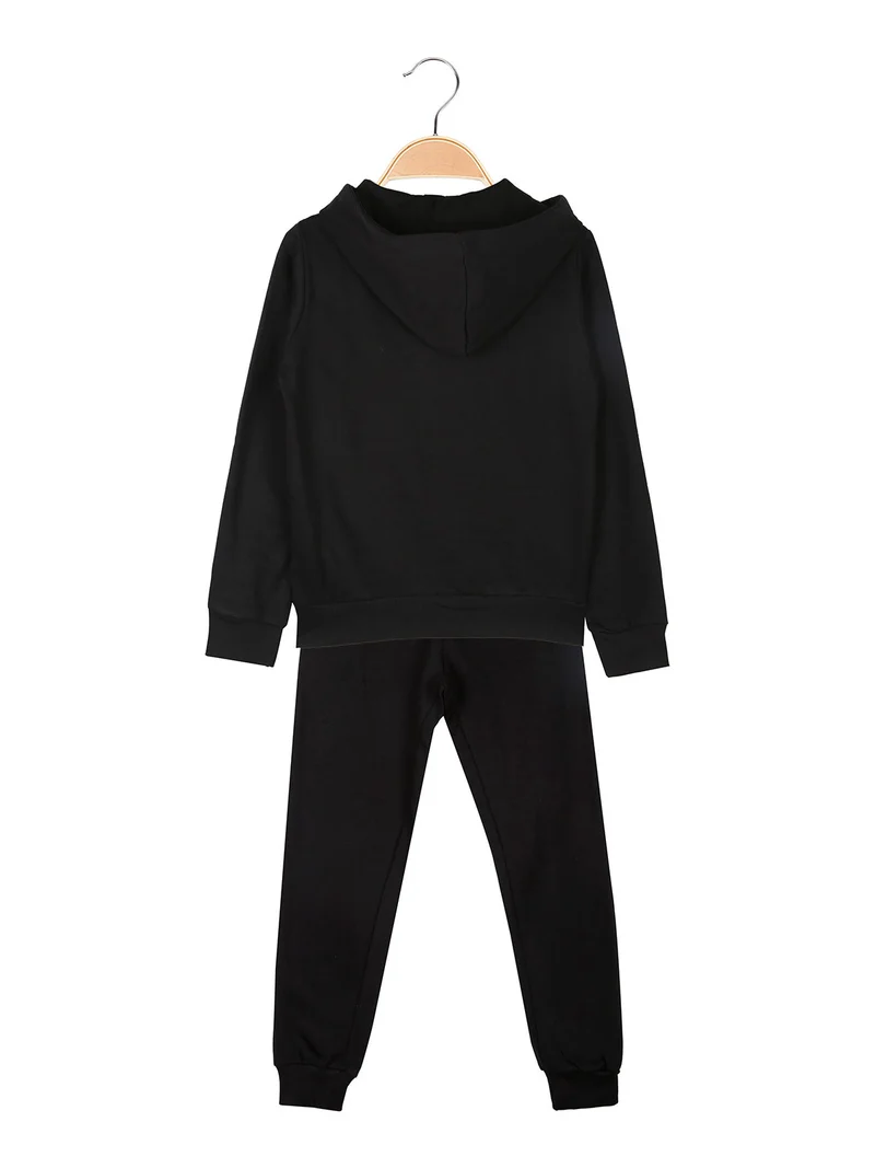 Completo da ragazza 2 pezzi con cappuccio - nero