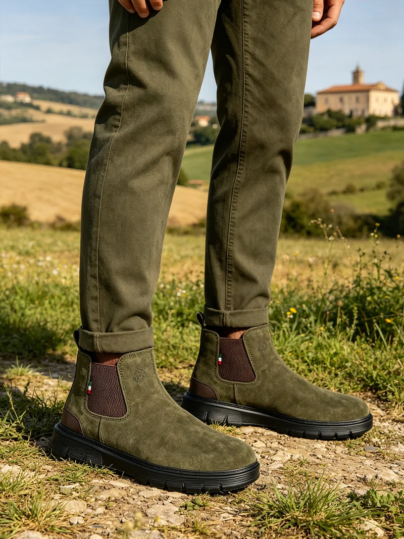Stivaletti in pelle scamosciata da uomo - militare