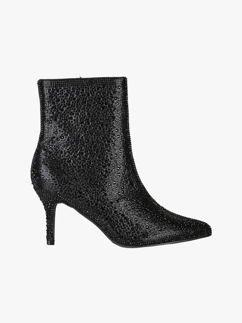 Stivaletti donna con tacco a spillo e micro borchie - nero