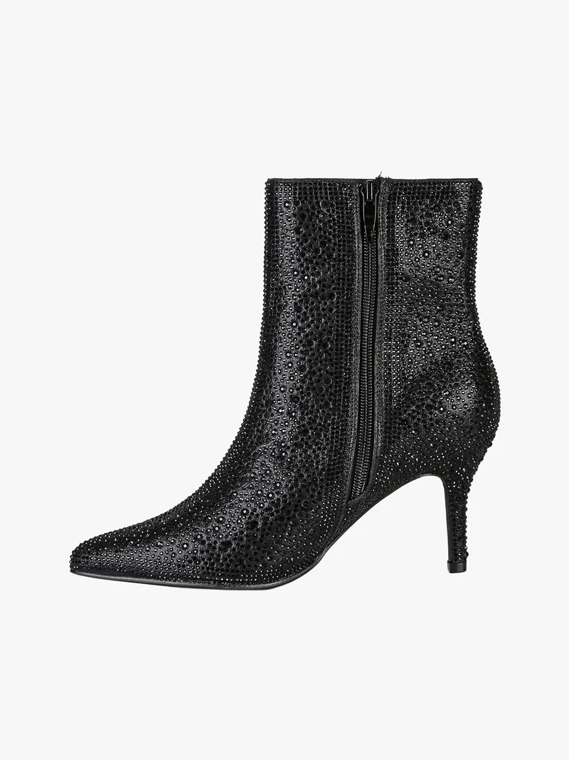 Stivaletti donna con tacco a spillo e micro borchie - nero