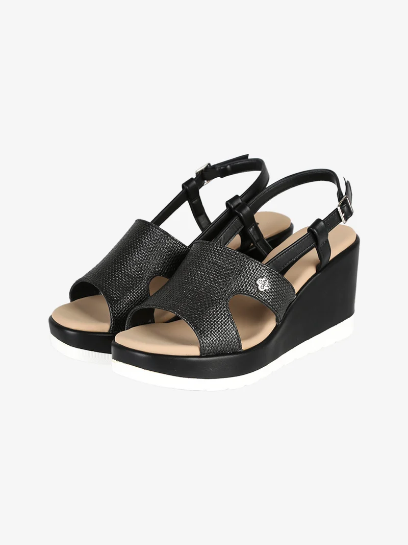 Sandali da donna con zeppa - nero