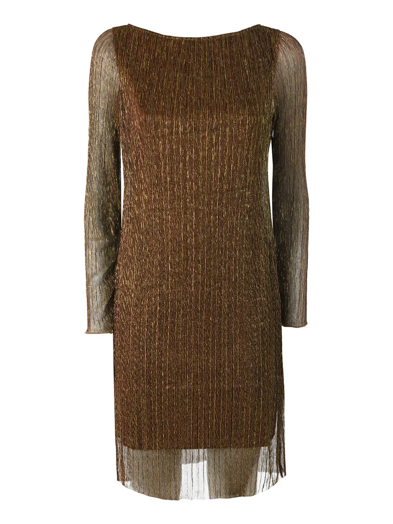 Abito donna in lurex con maniche lunghe velate - oro
