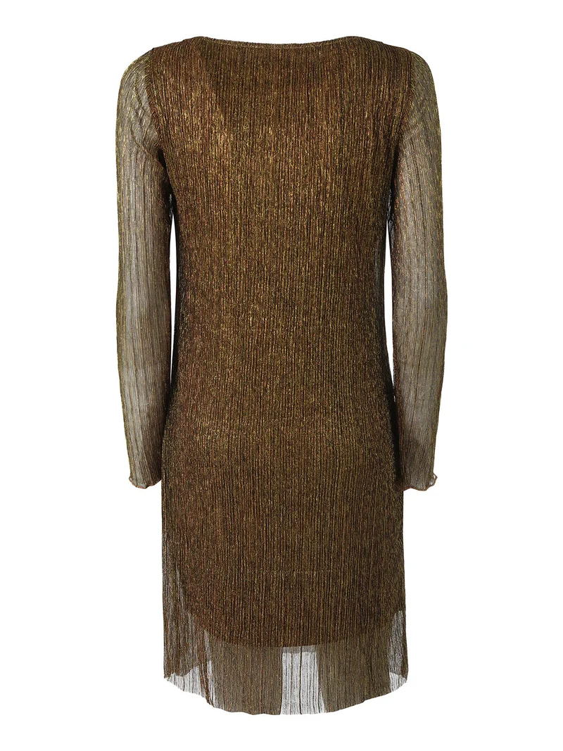 Abito donna in lurex con maniche lunghe velate - oro